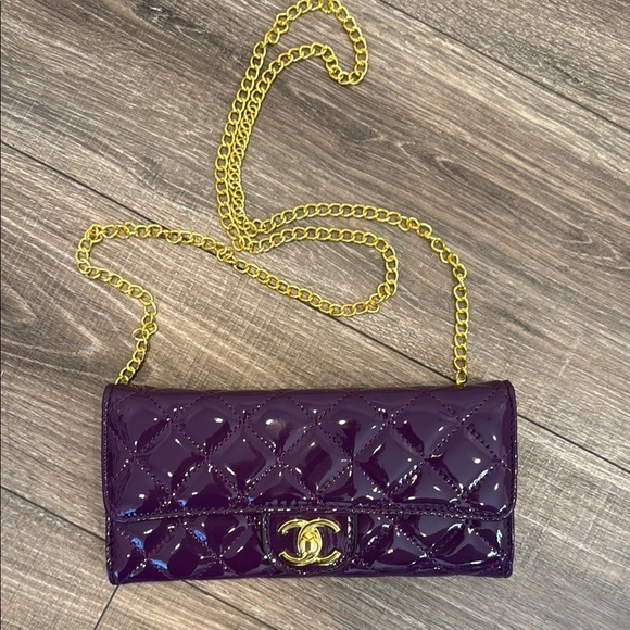 INSPIRED Purple Quilted Leather Clutch (new) - Picture 1 of 3